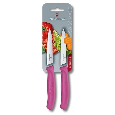 Obrázek Victorinox, Swiss Classic, Profi sada nožů na zeleninu, extra ostrá, nerezová ocel, robustní plastová rukojeť, Made, růžová