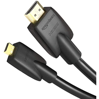 Obrázek Amazon Basics Vysokorychlostní Micro HDMI kabel na HDMI, nejnovější standard, 1,83 m, černý