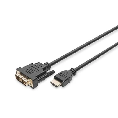 Obrázek DIGITUS HDMI Adapterkabel Premium Typ A zu DVI D (18+1) Full HD 2m Kompatibel mit PC, Monitor, Beamer