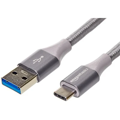 Obrázek Amazon Basics Dvojitě pletený nylon USB C na A 3.1 Gen 2 kabel (certifikace IF), podporuje vysoký přenos dat až 10 Gbit/s (0,9 m /3 stop, tmavě šedá)