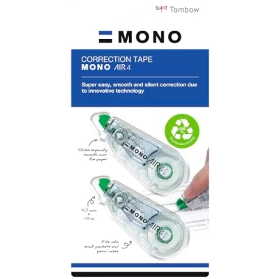Obrázek Tombow CT CA4 2P korekční váleček Mono air 4, boční odvíjení, 4,2 mm x 10 m, transparentní, dvojbalení