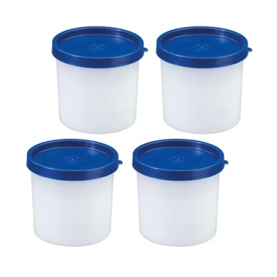 Obrázek Westmark 4 dózy na bylinky/mrazničky, vč. víka, objem náplně: po 200 ml, stohovatelné, plast, trio, barva: transparentní/modrá, 25842270
