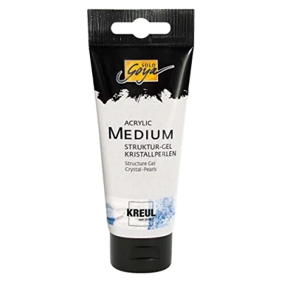 Obrázek KREUL 86601 Solo Goya Acrylic Medium, 100 ml tuba, strukturovaný gel křišťálové perly, krémová tmel se skleněnými perličkami, schne leskle transparentní, jednobarvý