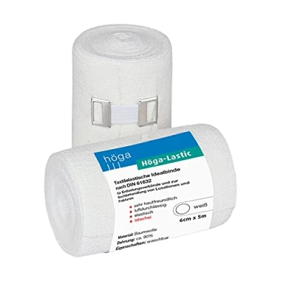 Obrázek Höga Lastic ideální obvaz, textilní elastická bandáž podle DIN 61632, 6 cm x 5 m, natažená, velmi příjemná na kůži, prodyšná, elastická, 1 balení