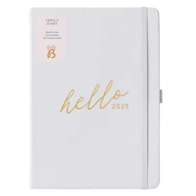 Obrázek Busy B Family A5 Diary 2025 Wochenplaner mit 5 Zeitplänen, Lavendel Kunstledereinband &amp; Goldfolie Lebensplaner für vielbeschäftigte Familien Inklusive Jahresplaner, Geburtstage Abreißzettel