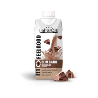 Obrázek Layenberger Fit+Feelgood Slim Shake připravená k okamžitému použití, náhražka jídla pití na 8 porcí po 208 kcal (8 x 330 ml) čokoláda