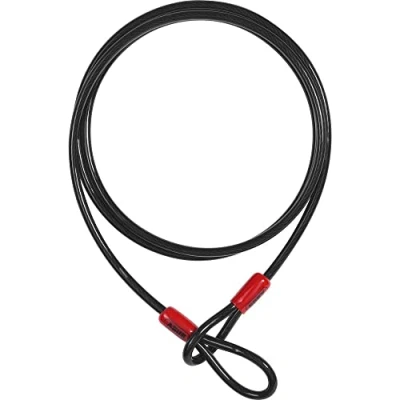 Obrázek ABUS Smyčkový kabel Cobra 8 ocelové lanko opláštěné plastem pojistka pro příslušenství jízdních kol a motocyklů 2,5 metru dlouhé, mm silné, černé