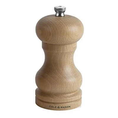 Obrázek Cole &amp; Mason HA0425P Beech Capstan mlýnek na sůl, přírodní bukové dřevo, 120 mm, Precision+ keramický mlýnek, obsahuje 1 x sůl