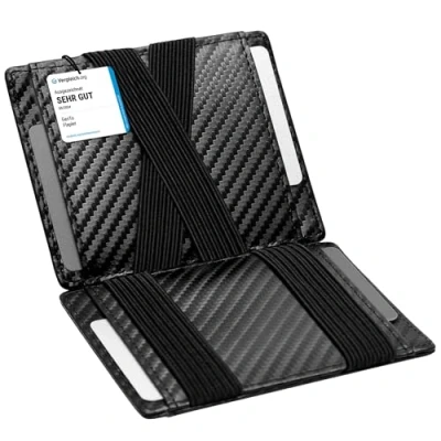 Obrázek GenTo FLAPLET peněženka s přihrádkou na mince / bez ní TÜV ověřená ochrana RFID NFC Magic Wallet Magická včetně dárkové krabičky Smart pro muže/dámy, černá