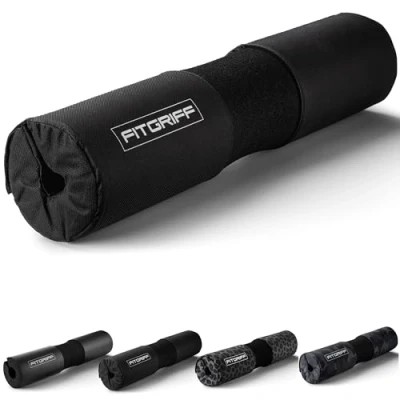 Obrázek Fitgriff® polstrování dlouhé činky, hip Thrust Pad se suchým zipem činka na šíji pro squats, Booty Training, Gym (černý)