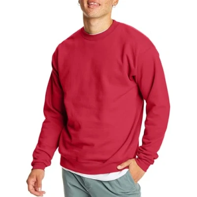 Obrázek Hanes Pánská EcoSmart Fleece bavlněná směs svetr Crewneck mikina, Hluboká červená