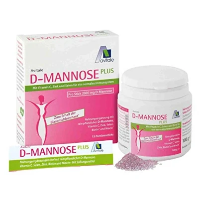 Obrázek Avitale D Mannose Plus 2000 mg úsporná sada s 15 tyčinkami a 100 g prášku niacinem biotinem na podporu sliznice močového měchýře*, 55 kusů 59720