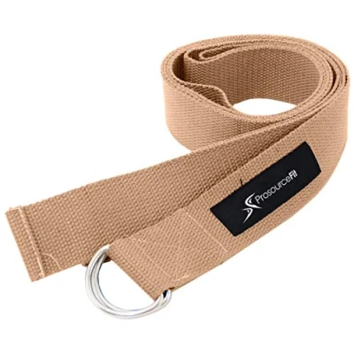 Obrázek ProsourceFit Metal D Ring Yoga Strap 8’ Durable Cotton for Stretching and Flexibility
