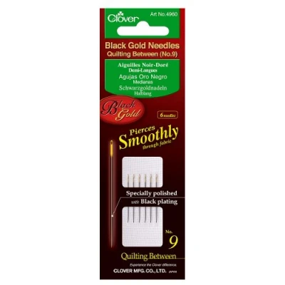 Obrázek Clover 4960 Schwarzgoldnadeln Polodlouhé číslo 9, 6 kusů, průměr od 0,53 mm, 27,0 mm dlouhé