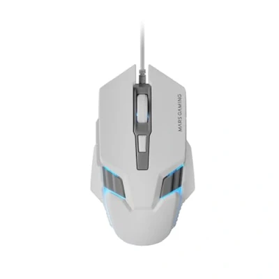 Obrázek MARSGAMING MM024, RGB Gaming Maus, Optischer Sensor 4000 DPI, Huano Mechanische Switches, Flow Beleuchtung, On The Fly DPI Einstellung 1200/2400/3200/4000 Multiplattform Kompatit, Weiß