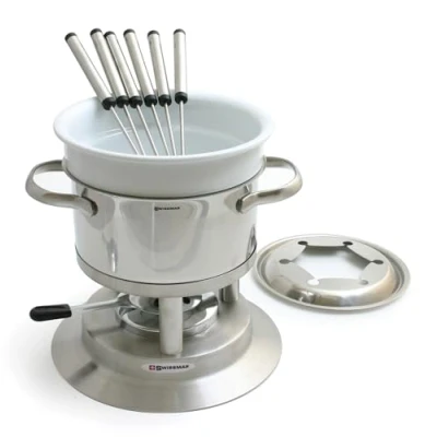Obrázek Swissmar F66417 Arosa sada fondue 11dílná, ušlechtilá ocel, 1,5 l, na maso, sýr a čokoládu, pro 6 osob, dárková