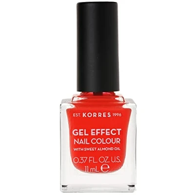 Obrázek KORRES Sweet Almond Nail Colour 45 korálů, veganský lak na nehty s gelovým efektem, bez silikonu a parabenů, 11 ml