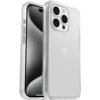 Obrázek OtterBox Pouzdro Symmetry Clear pro iPhone 15 Pro, odolné proti pádu, ochranné pouzdro, 3x testováno podle vojenského standardu, průhledné