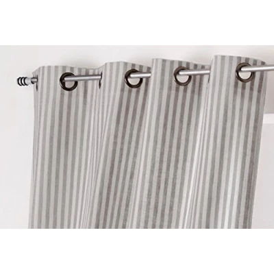 Obrázek Linder Gestreifter Vorhang, Polyester Baumwolle, weiß/grau, 135L X 135H cm (1 Panneaux)