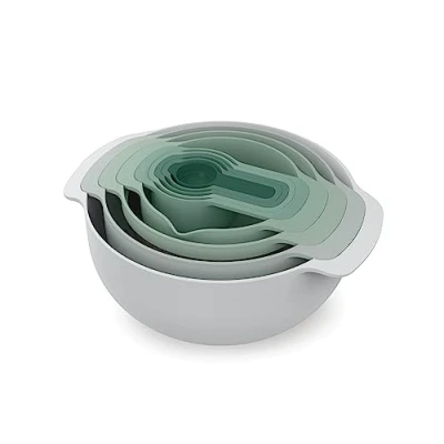 Obrázek Joseph Nest 9 Plus, teiliges kompaktes Lebensmittelzubereitungsset mit Rührschüsseln, Messbechern, Sieb und Sieb, Editions Range, Salbeigrün, Grün