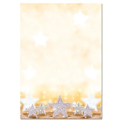 Obrázek SIGEL DP029 vánoční dopisní papír &quot;Glitter Stars&quot;, DIN A4, 100 listů, z udržitelného papíru, motiv na plakáty, nabídky, pozvánky, menu