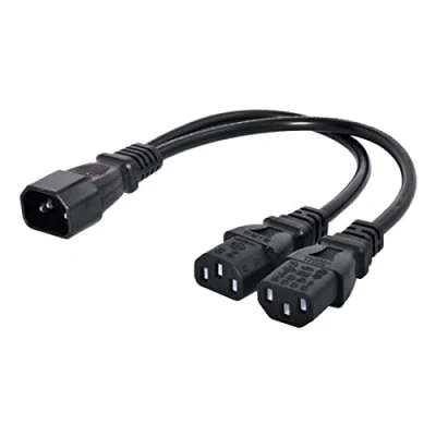 Obrázek chenyang IEC 320 C14 Stecker 1 auf 2 C13 Buchsen Y Splitter Strom Verlängerungskabel Adapter 10A 250V für Monitor/Computer/PDU Gehäuse/Drucker