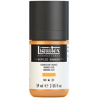 Obrázek Liquitex Akrylový kvaš Professional 2059982, akrylová barva s kvašovými vlastnostmi, stálá na světle, voděodolná, 59 ml dávkovací láhev oranžová fluo