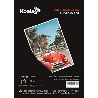Obrázek KOALA Fotopapier für Laserdrucker, Doppelseitig, Glänzend, A4, 130 g/m², 100 Blatt. Geeignet zum Drucken von Fotos, Zertifikaten, Broschüren, Flyern, Faltblättern, Grußkarten, Kalendern, Kunst