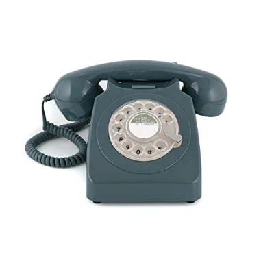 Obrázek GPO 746ROTARYGRY Retro telefon s ciferníkem v designu 70. let šedý