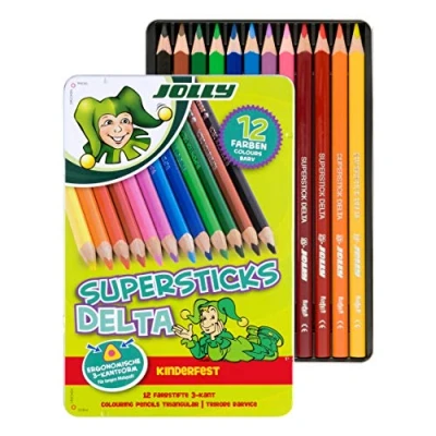 Obrázek JOLLY Pastelka Superstick Delta sort., 12dílné kovové pouzdro