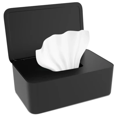 Obrázek krabička na vlhké ubrousky, box vlhký toaletní papír pro miminka a dospělé, ubrousky s víkem, černá, venkovní použití, domácnost