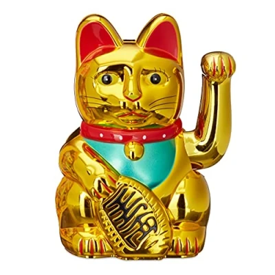 Obrázek Relaxdays Maneki Neko mrknutí kočky, kouzlo štěstí, 16 cm, zlato