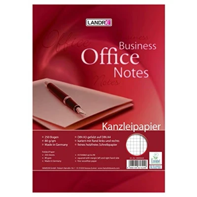 Obrázek Landré Kancelářský papír A3 složený na A4, čtverečkovaný s dvojitým okrajem, 80 g/m², 250 kancelářských archů