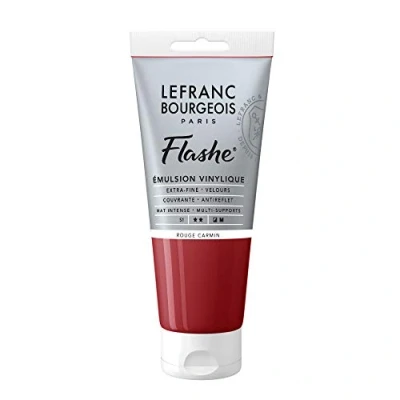 Obrázek Lefranc Bourgeois 300493 Flashe akrylová barva &amp; vinylová barva, vysoce pigmentovaná, elastická, stálá na světle, odolná proti stárnutí, matná, pro vnitřní i venkovní použití, 80 ml tuba karmínově červená