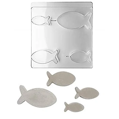Obrázek Rayher 36083000 odlévací forma na ryby, 4 velikosti, 7,5 14,5 cm, hloubka 3 materiál PET, k vylévání kreativním betonem, rasin prášek, mýdlo, vosk, beton