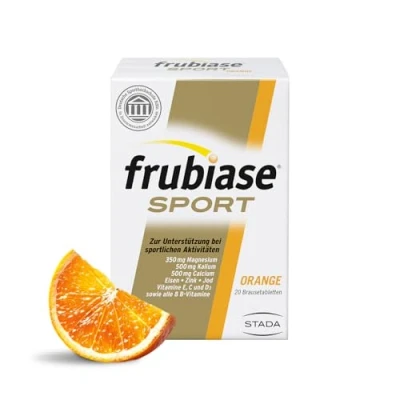 Obrázek frubiase SPORT Orange izotonický sportovní nápoj elektrolyty, vysoce koncentrované minerální látky, multivitamíny, stopové prvky na podporu výkonnosti &amp; regenerace 20 šumivých tablet