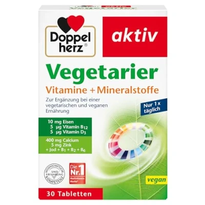 Obrázek Doppelherz Vegetariánské vitamíny + minerály sladěné živiny pro vegetariány a vegany 30 veganských tablet