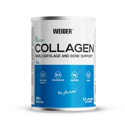 Obrázek Weider Collagen Pulver, Kollagen Peptide hochdosiert, mit Hyaluronsäure, Magnesium und Vitamin C, zuckerfrei, für gesunde Haut, Knorpel Knochen, 300g (30 Portionen!)