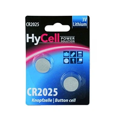 Obrázek HyCell 2x CR2025 Batterie Lithium Knopfzelle 3V / Qualitativ hochwertige Knopfbatterien Ideal für Autoschlüssel TAN Gerät Taschenrechner Kinderspielzeug Fernbedienung Uhren etc.