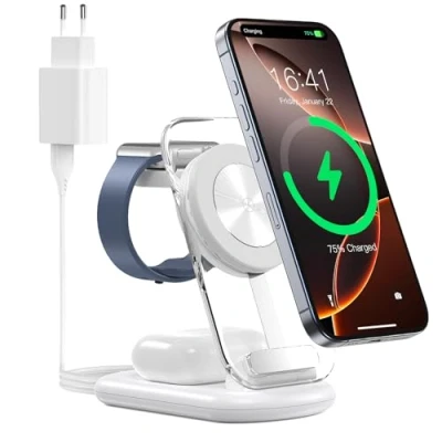 Obrázek Nabíjecí stanice Mag Safe pro Apple Watch a iPhone, nabíječka 3 v 1, skládací bezdrátová s iPhone 16 15 14, Travel Charging Pad IWatch Ultra 2/1, AirPods