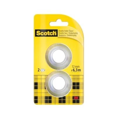 Obrázek Scotch oboustranná lepicí páska náhradní balení, 2 role, 12 mm x 6,3 m čirá páska, silně pro scrapbooking, tvoření a projekty, kompatibilní s fotografiemi