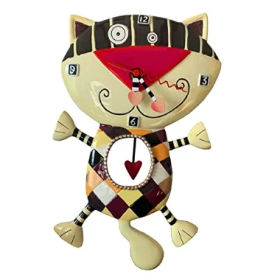 Obrázek Enesco C602 Hodiny, motiv kočky se srdcem, pryskyřice, 33 cm