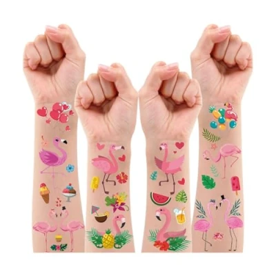 Obrázek Leesgel Flamingo Party Deko, 10 Blatt Temporäre Tattoos für Kinder Tattoo Aufkleber Kindertattoos Sticker Mädchen Jungen, Hawaii Deko Zubehör Luau Geschenk Sommer