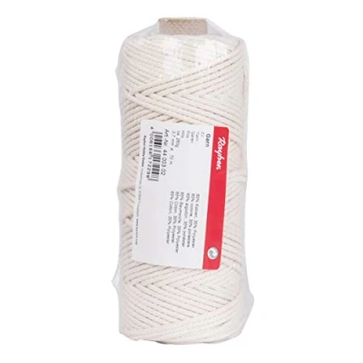 Obrázek Rayher příze, bílá, cca 280 g, 80 % bavlna, 20 polyester, bavlněná šňůrka, macramé osnovní šňůra, šňůra pro kutilství, 4400302, 3,7 mm ø, 70 m