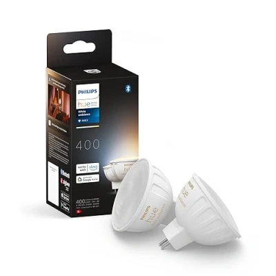 Obrázek Philips Hue LED žárovka White Ambiance MR16, stmívatelná, všechny odstíny bílé, ovládání přes aplikaci, kompatibilní s Amazon Alexa (Echo, Echo Dot), dvojité balení