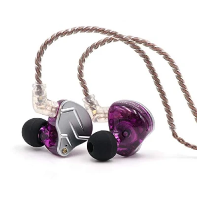Obrázek LINSOUL KZ ZSN Pro Dual Treiber 1BA + 1DD Hybrid Metall Ohrhörer HiFi In Ear Monitor mit abnehmbares versenktes 2Pin Kabel, Zin Legierungspanel(Lila,Ohne Mikrofon)