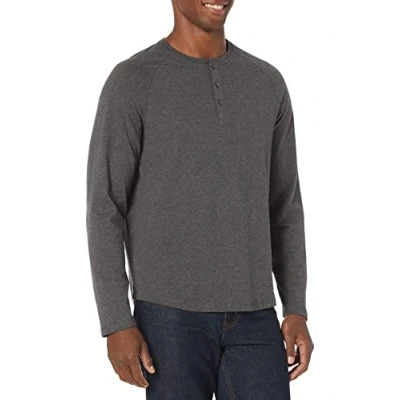 Obrázek Amazon Essentials Pánské Henley tričko s dlouhými rukávy a normálním střihem (k dostání ve Big &amp; Tall), tmavě šedá melírovaná, XL