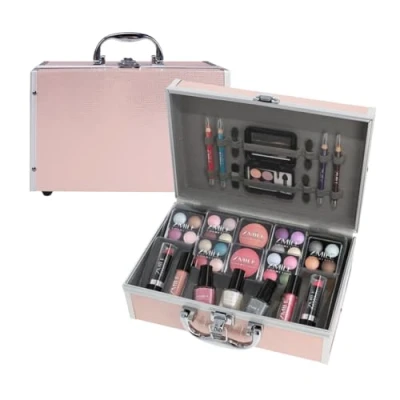 Obrázek ZMILE COSMETICS EYE CATCHER růžový kosmetický kufřík veganská kosmetika s líčidly make up sada na cesty, k cestování a darování