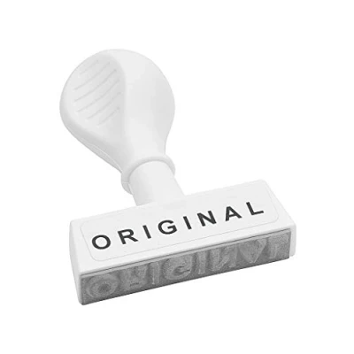 Obrázek WEDO 19329 Skladový text razítko ORIGINÁLNÍ, plast, šířka otisku cca 45 mm, výška písma 5,5 ergonomická rukojeť, bílá