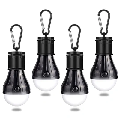 Obrázek JTENG Kempinková lampa s karabinou Camping Lantern 4 kusy LED do stanu sada kempinkových svítidel vodotěsné karabinovým světlem pro dobrodružství, rybaření, garáž, nouzové případy